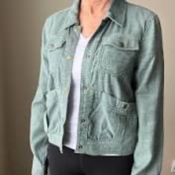 Anthropologie Sage Green Snap Front Lightweight Jacket, Large - Picture 2 of 7